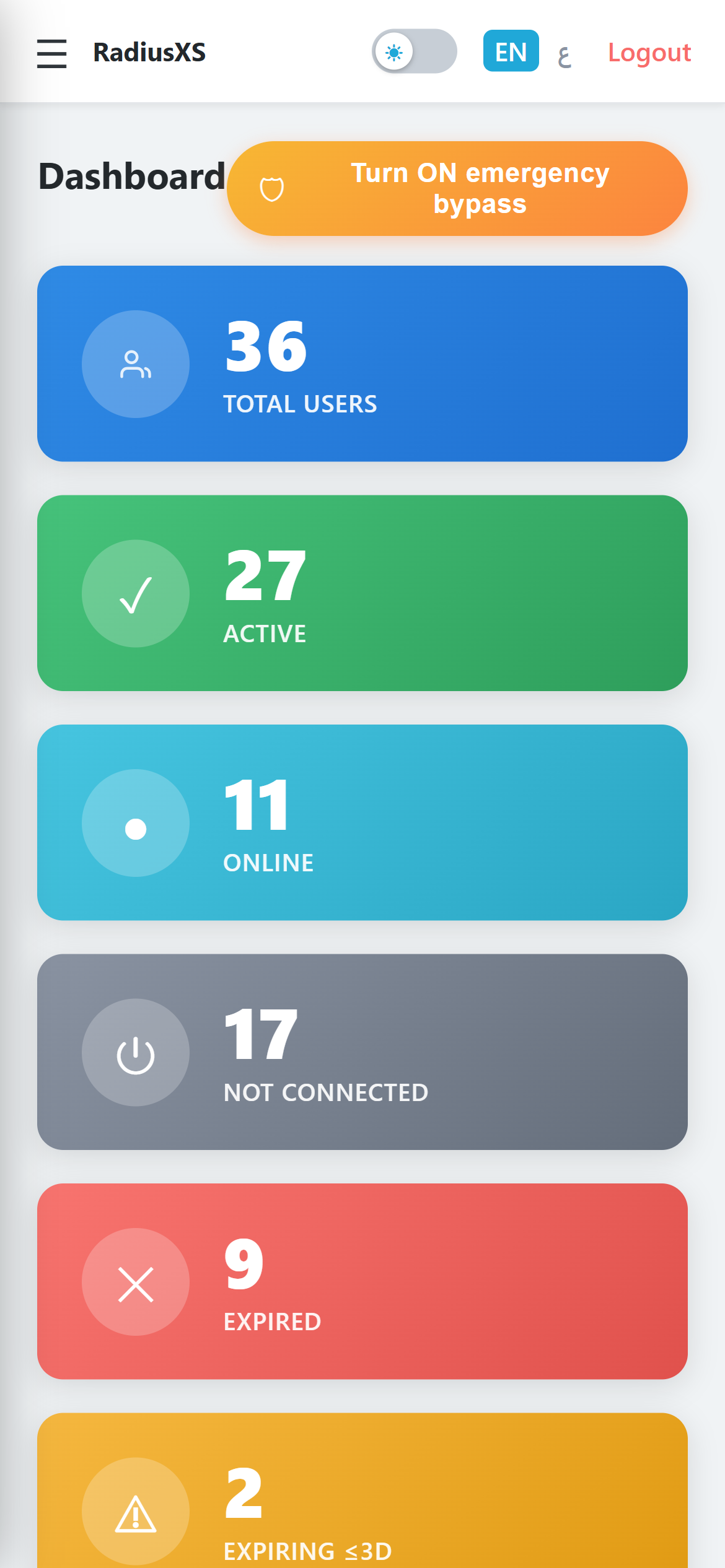 RadiusXS on mobile